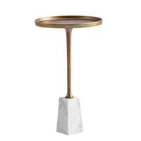 BEISTELLTISCH – Rund Marmor Weiß Gold Metall 34x34x58 cm - Goldfarben/Weiß, Metall (34/34/58cm) - KADIMA DESIGN