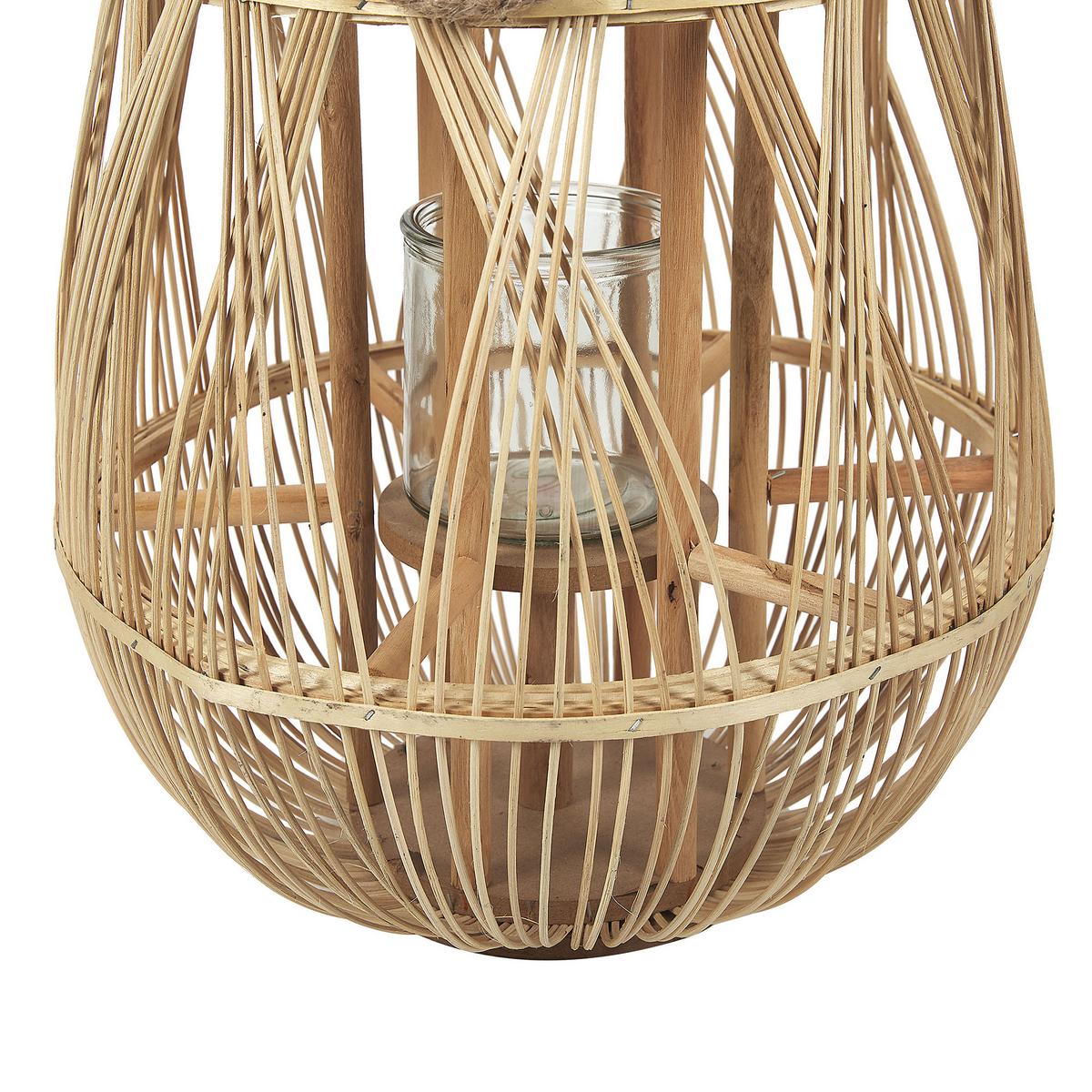 LATERNE Heller Holzfarbton Tonga - Hellbraun, Holz (39/77/39cm) - Beliani