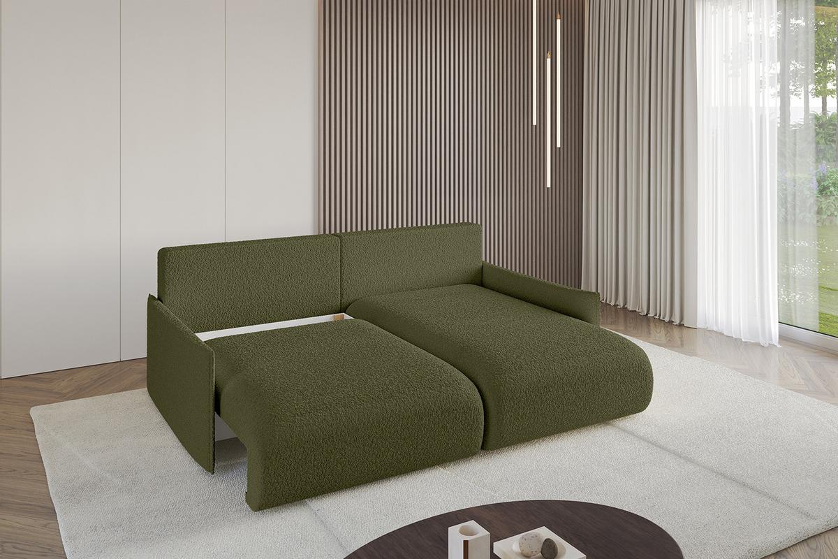 ECKSOFA Ottomane rechts ONESK-L -v1 216x177x72 Grün Bouclé - Olivgrün, Holzwerkstoff/Kunststoff (177/216cm) - ALTDECOR