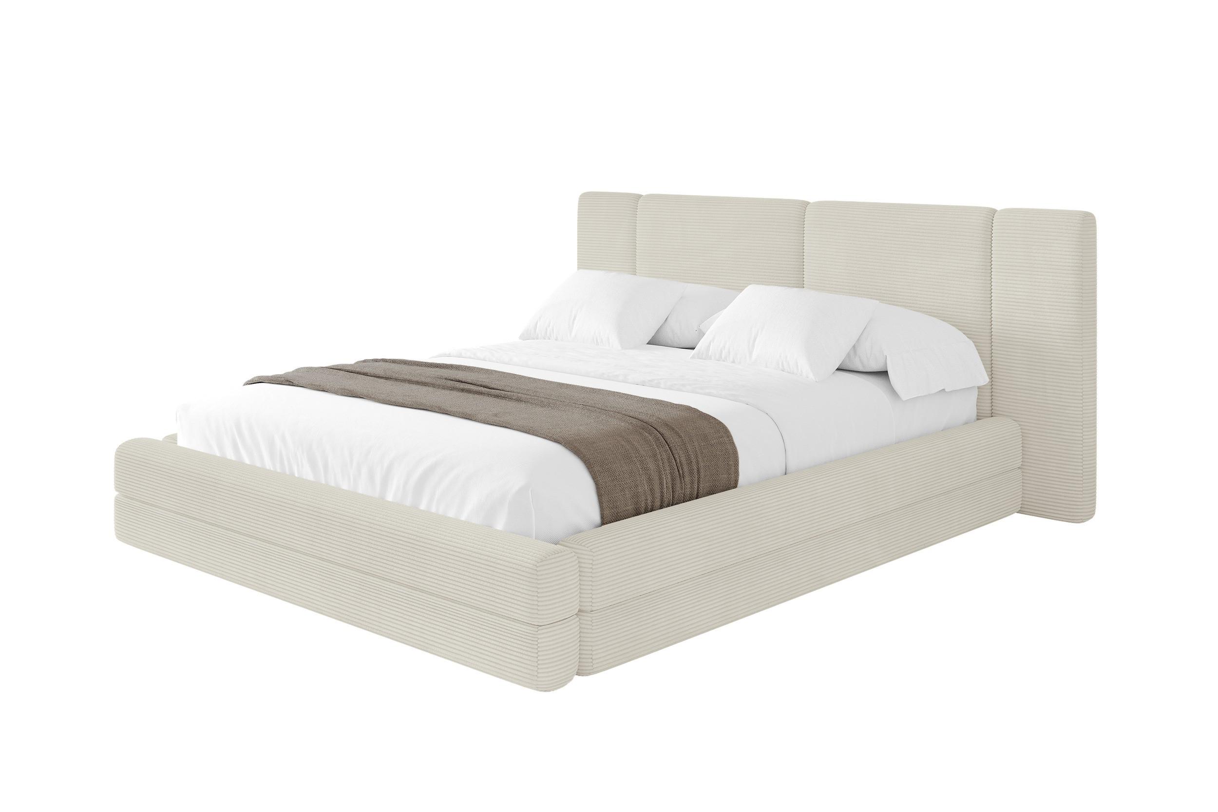 POLSTERBETT mit Bettkasten und Lattenrost, Boxbett ohne Matratze - TEVO 140x200 Creme - Sahara, Holzwerkstoff/Textil (140/200cm) - ALTDECOR