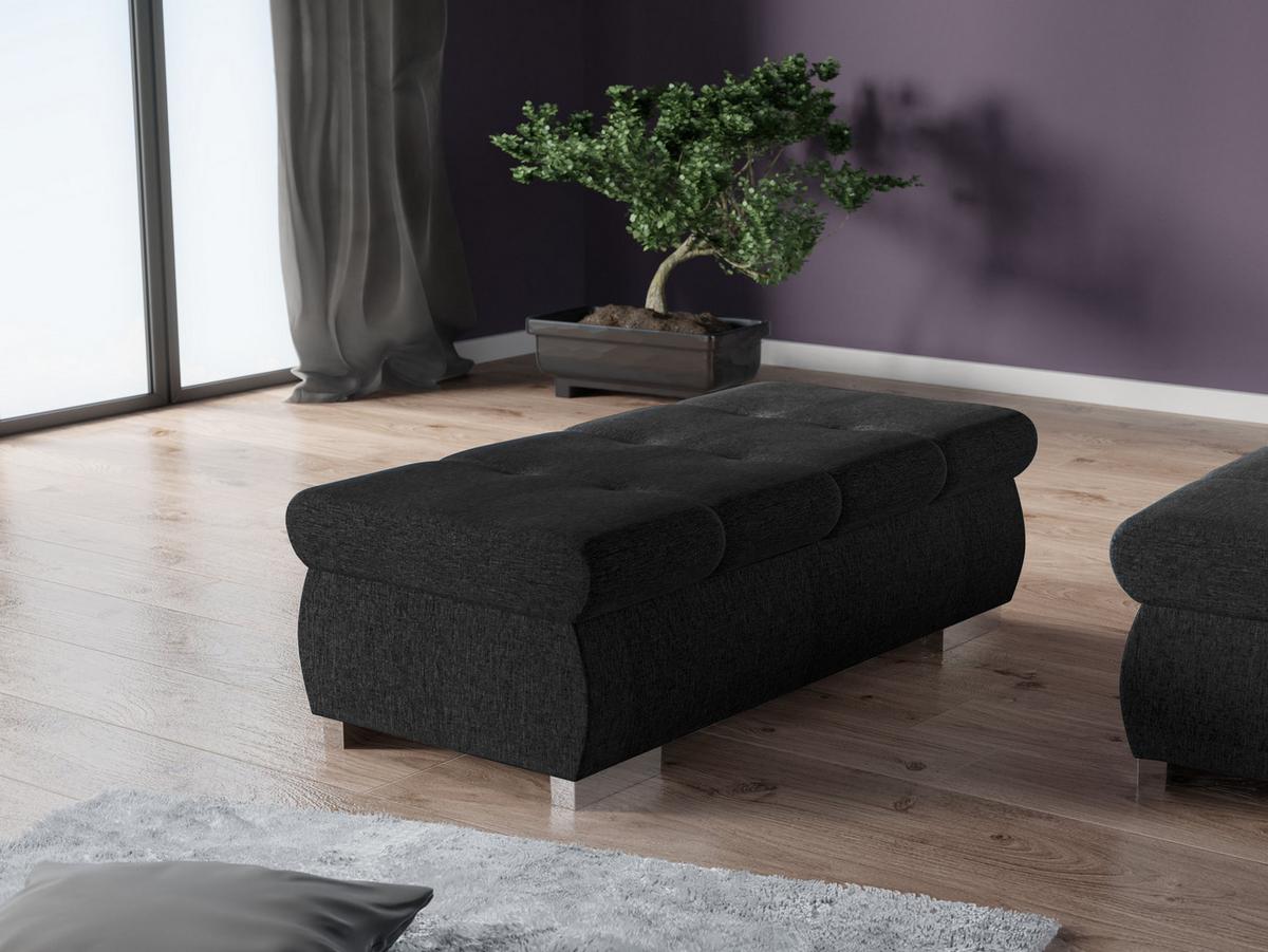 POLSTERHOCKER Orkan Groß - Anthrazit/Silberfarben, Holz/Textil (120/39/60cm) - MIRJAN24