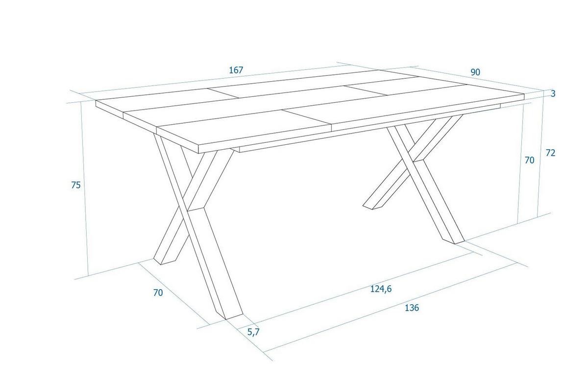 ESSTISCH, Dunkler Eiche, 167/90/74 cm - Dunkelbraun/Schwarz, Holzwerkstoff (167/90/74cm) - Skraut Home
