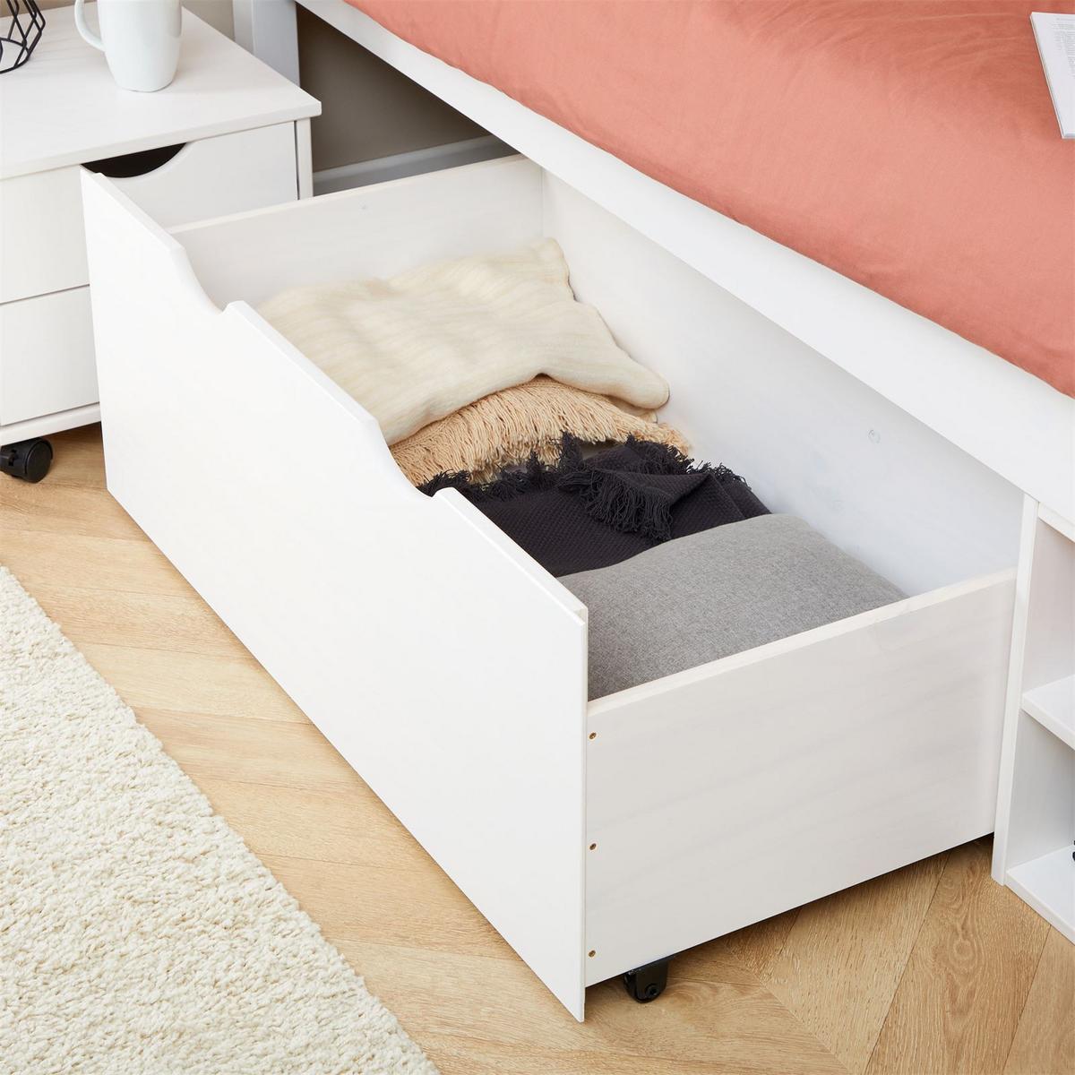 SCHUBLADENBETT SABRINA 90x190 cm weiß - Weiß, Holz (90/190cm) - IDIMEX
