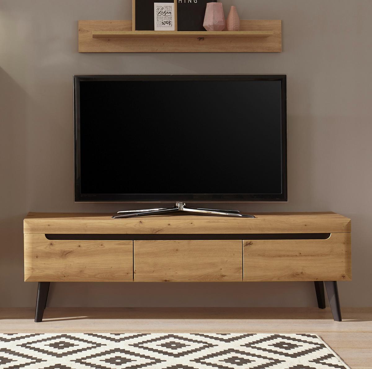 TV-LOWBOARD Artisan Eiche schwarz, TV-Unterteil skandinavisch, 160 x 50 cm - Schwarz/Eiche Artisan, Holzwerkstoff (160/50/40cm) - Furn.Design