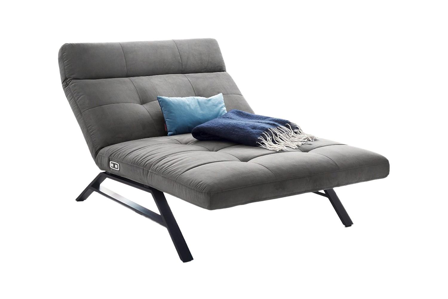 LIEGE MIT MOTORISCHER RELAXFUNKTION AMERIVA Grau Velvet Relaxfunktion - Schwarz/Grau, Textil (120/110/158cm) - KAWOLA