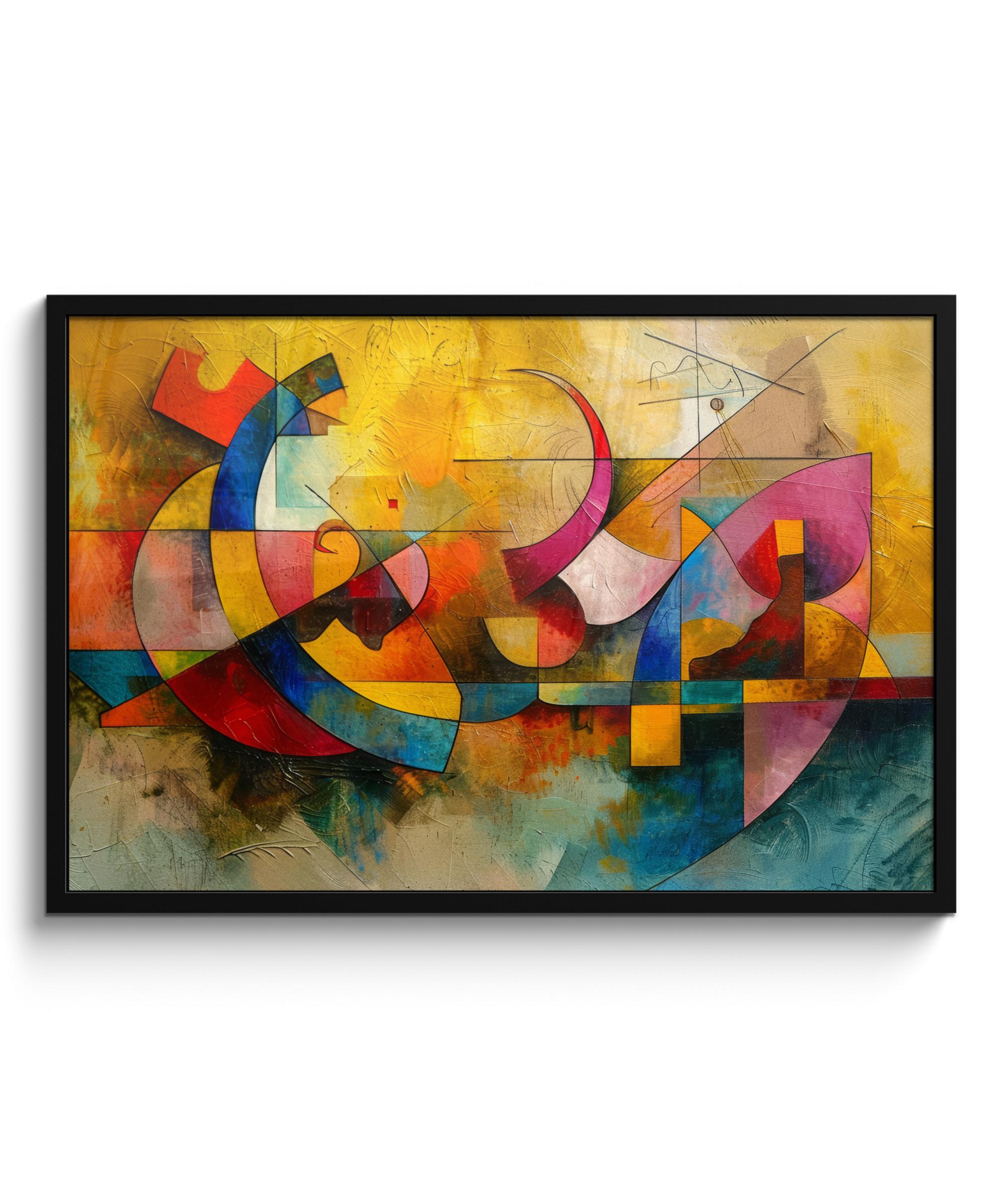 POSTER MIT RAHMENGERAHMTES BILD Kunst - Abstrakt - Modern 90x60 cm - Gelb, Papier (90/60cm) - MuchoWow