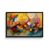POSTER MIT RAHMENGERAHMTES BILD Kunst - Abstrakt - Modern 90x60 cm - Gelb, Papier (90/60cm) - MuchoWow