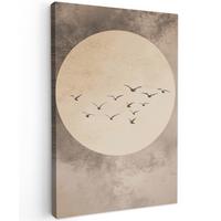 LEINWANDBILD Vogel - Beige - Japanisch Deko Groß 90x140 cm - Taupe, Textil (90/140cm) - MuchoWow