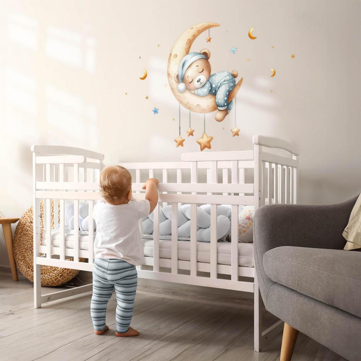 WANDAUFKLEBER 60x79cm - Schlafender Bär - Multicolor, Kunststoff (60/79/0.1cm) - Wallfluent