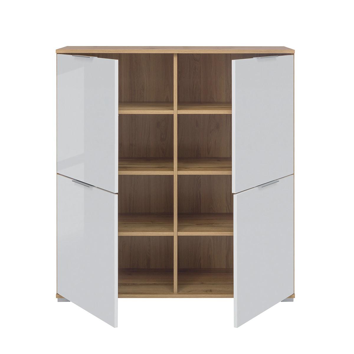 SIDEBOARD Selma Weiß und Holz - Weiß, Holzwerkstoff (104/106/41cm) - Petits-meubles