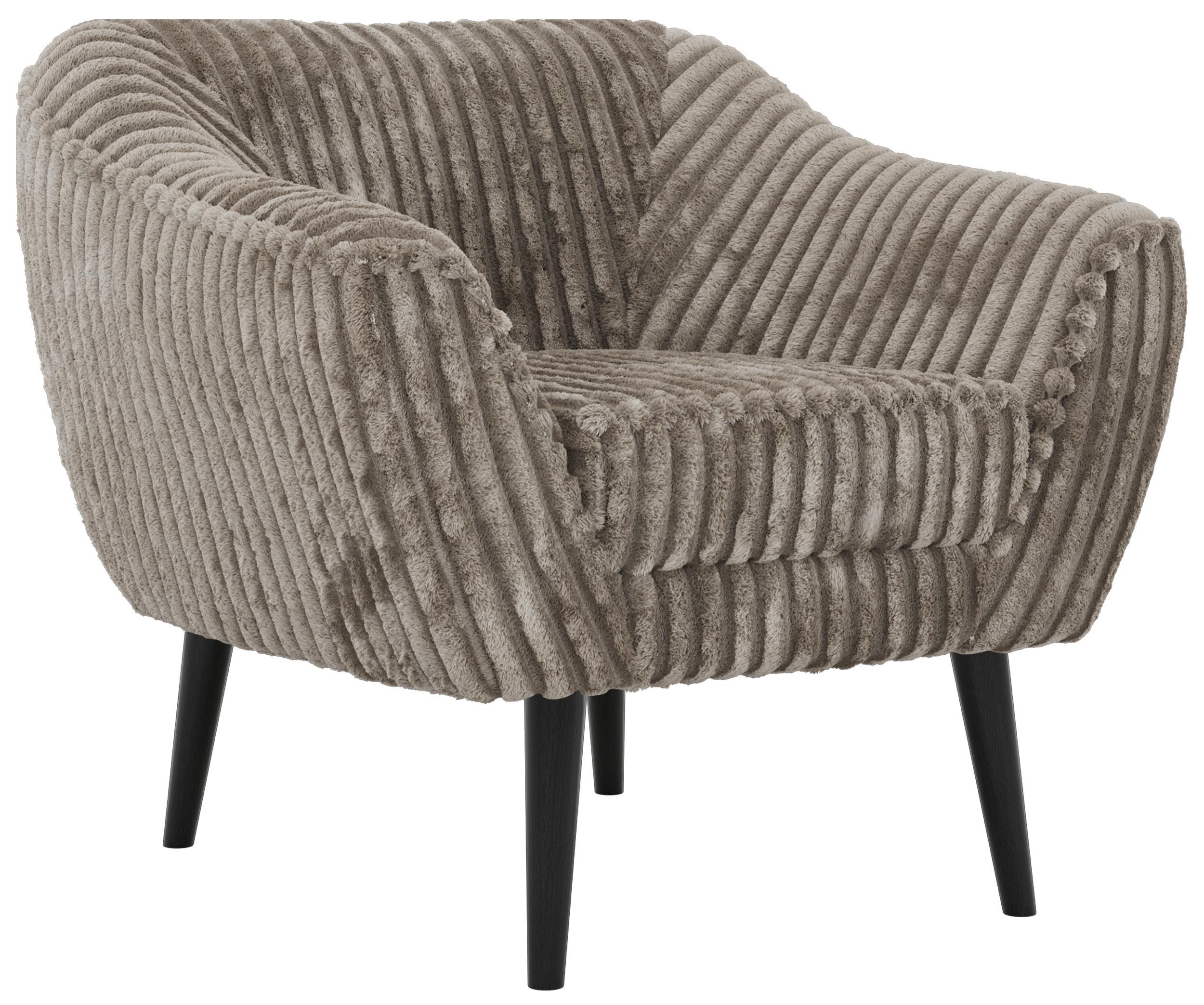 SESSEL PIRS - Hellbraun Cord - Schwarze Beine - Hellbraun/Schwarz, Holzwerkstoff/Textil (80/75/74cm) - MKS