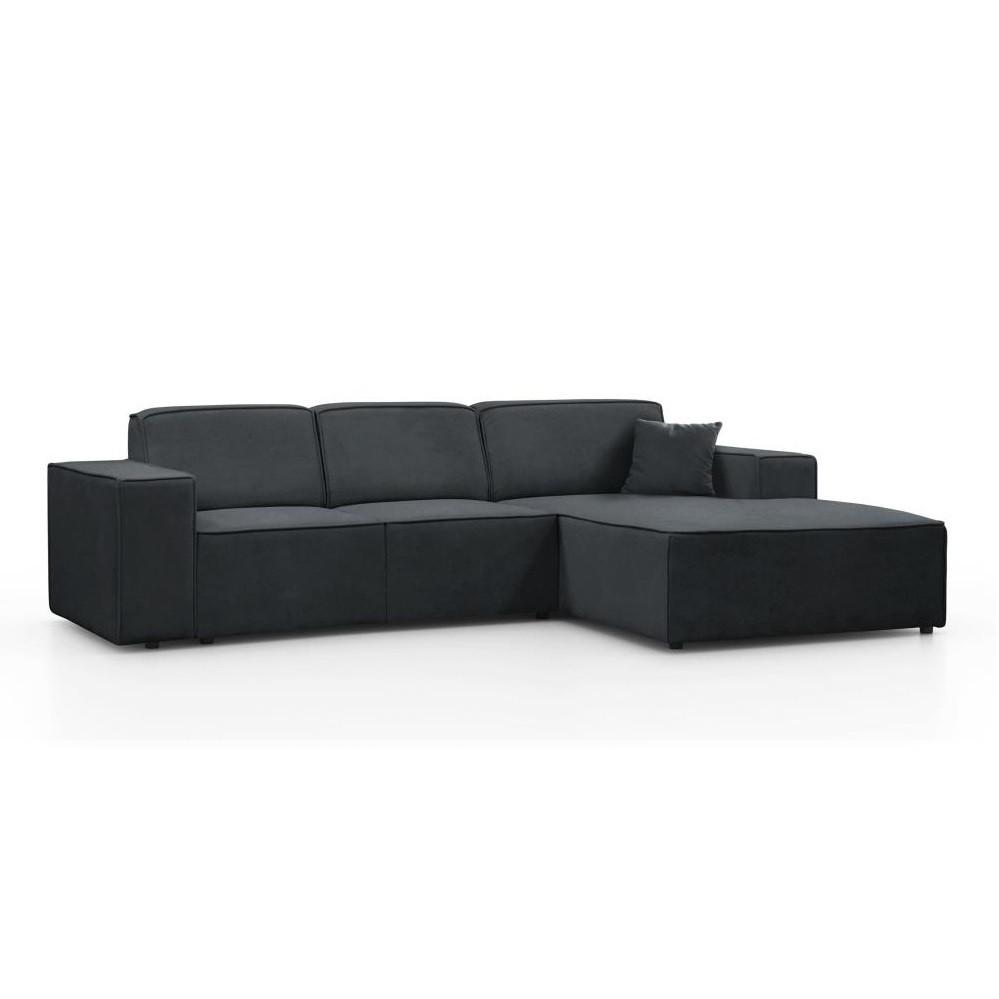 ECKSOFA ohne Schlaffunktion Pedro L dunkelgrau rechts - Dunkelgrau/Schwarz, Kunststoff/Textil (267/170cm) - Beautysofa