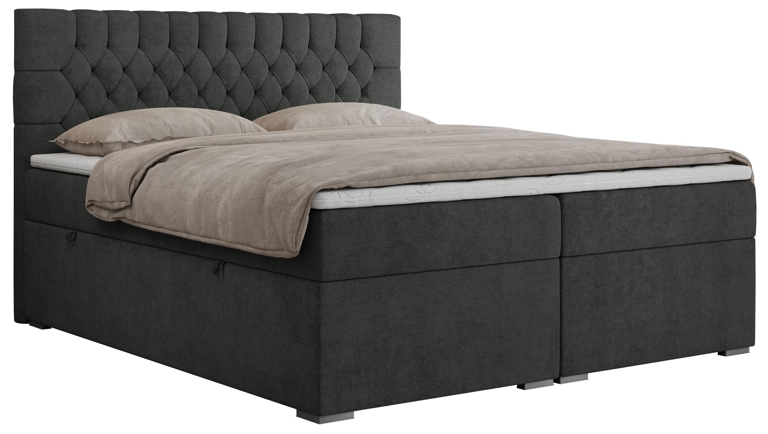 BOXBETT PERA 160/200 Dunkelgrau Struktur - H4 - Dunkelgrau, Holz/Textil (160/200cm) - MKS