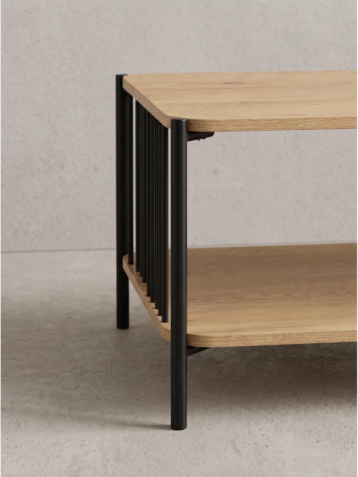 COUCHTISCH KAMARI, MDF, mit Stauraum, in Holzoptik, Eichenoptik, 110 x 60 x 42 cm - Schwarz/Braun, Holzwerkstoff/Metall (60/110/42cm) - KADIMA DESIGN