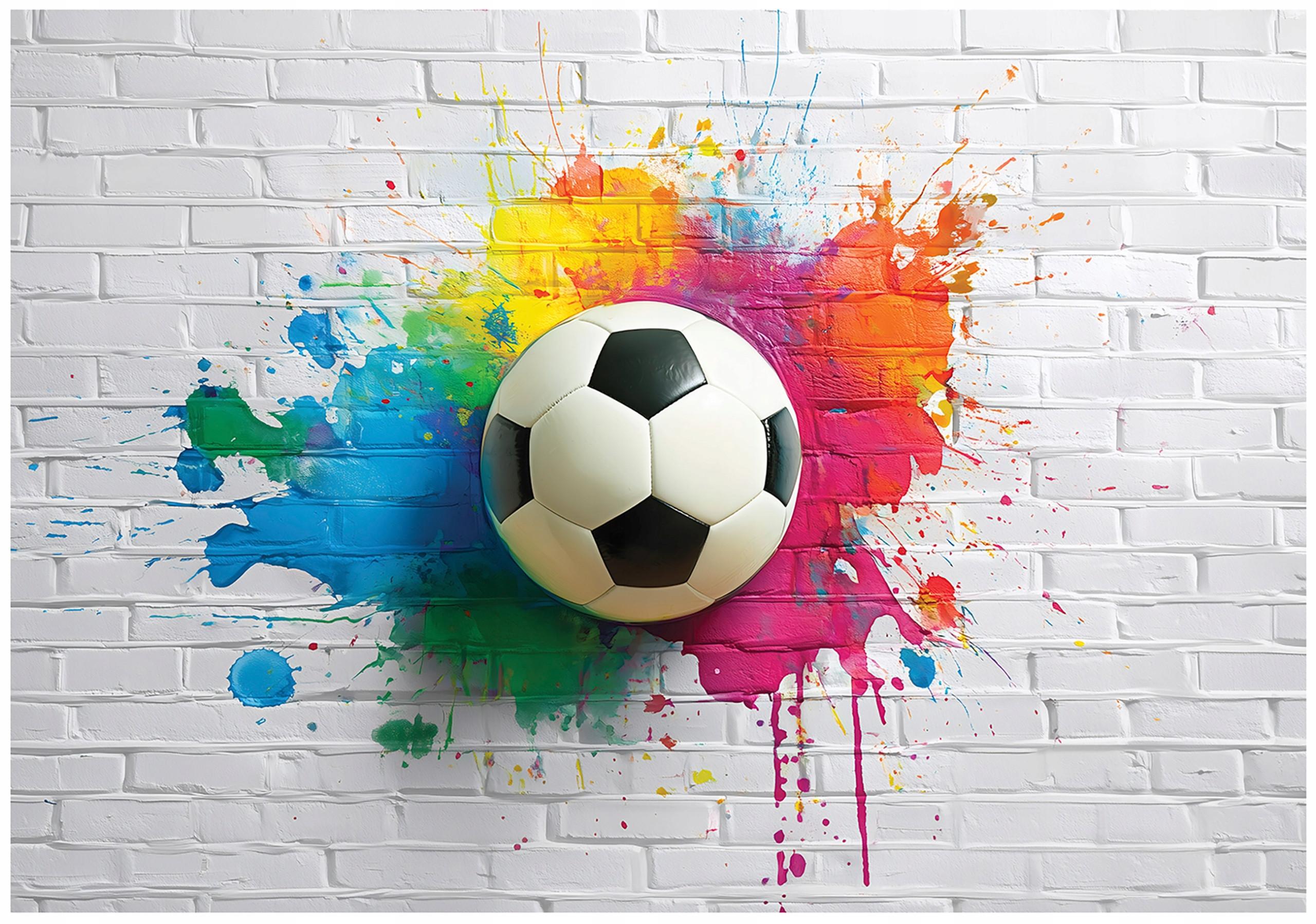 FOTOTAPETE Kinderzimmer Junge Fußball Graffiti 300x210 - Multicolor, Papier (300/210cm) - Wallarena
