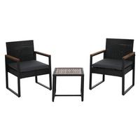 POLY-RATTAN GARNITUR Schwarz - Schwarz, Kunststoff - MCW