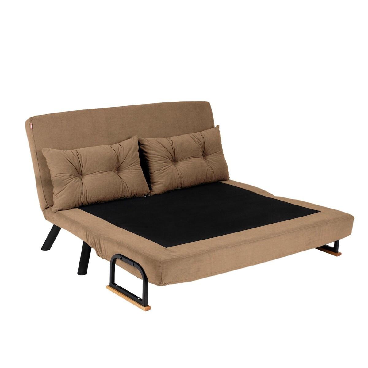 SCHLAFSOFA für 2 Personen mit Stoffbezug und Metallfüßen 133/50/41 cm - Taupe, Metall (50/41/121cm) - Calicosy