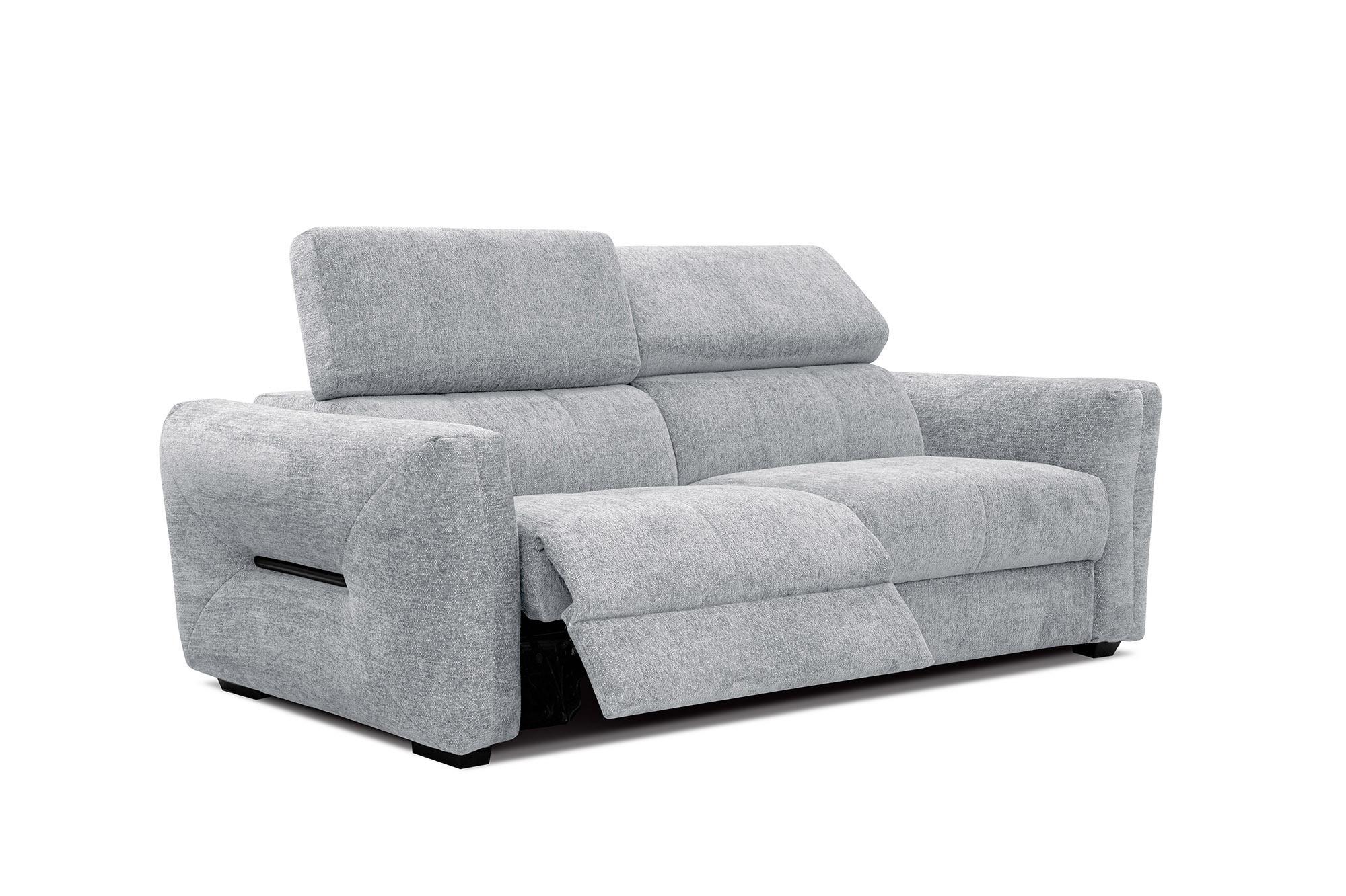 SOFA CALVERA 3-Sitzer mit 1 Relaxfunktion, hellgrau - Hellgrau, Holzwerkstoff/Textil (204/79/106cm) - Wozimo