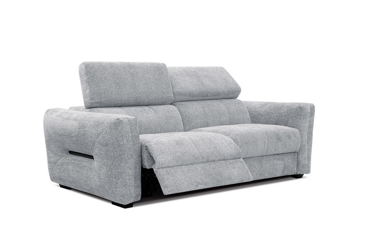 SOFA CALVERA 3-Sitzer mit 2 Relaxfunktionen, hellgrau - Hellgrau, Holzwerkstoff/Textil (204/79/106cm) - Wozimo