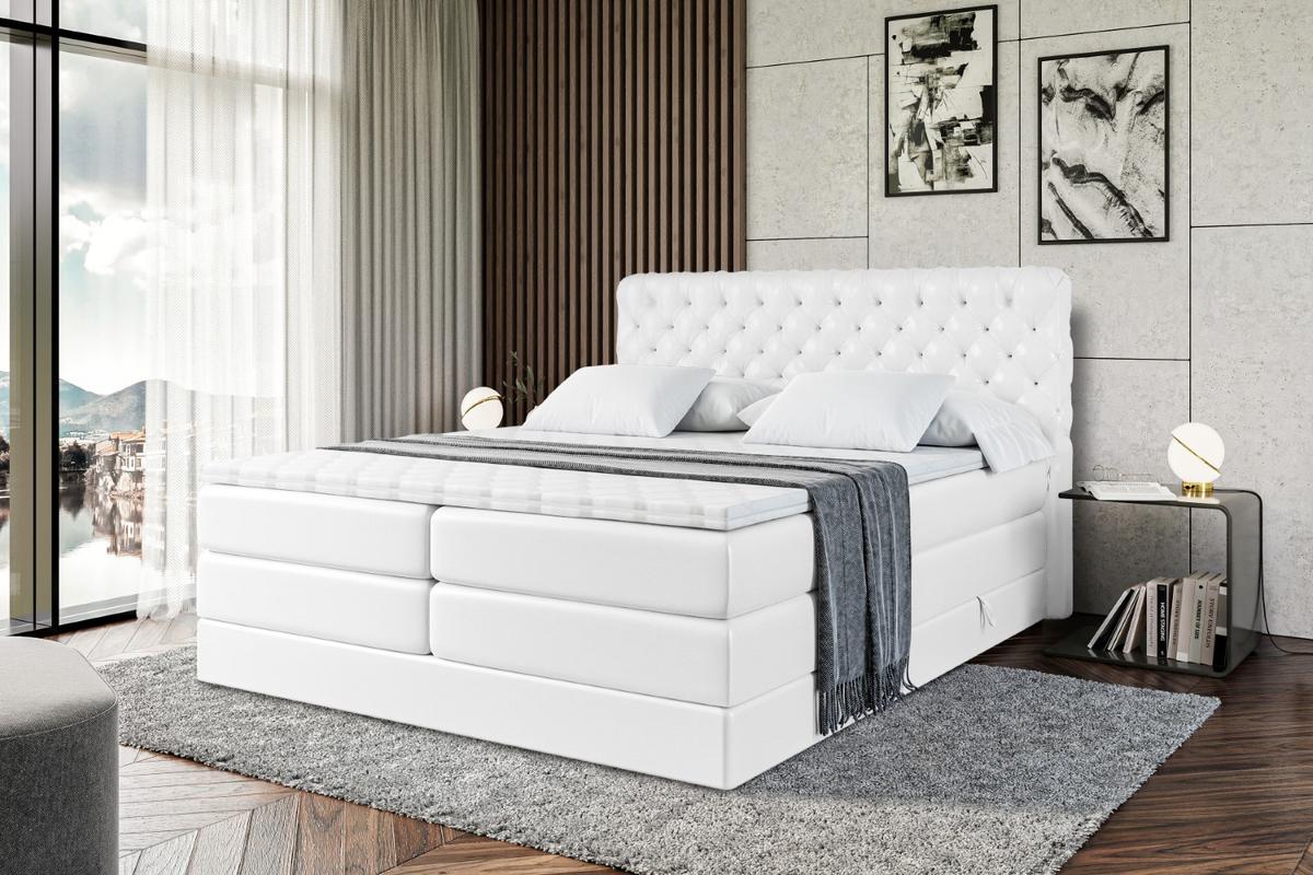 BOXSPRINGBETT BOXI8 KING - 140x200 - H3/H4 - Weiß Hochglanz - Weiß Hochglanz, Holzwerkstoff (140/200cm) - ALTDECOR
