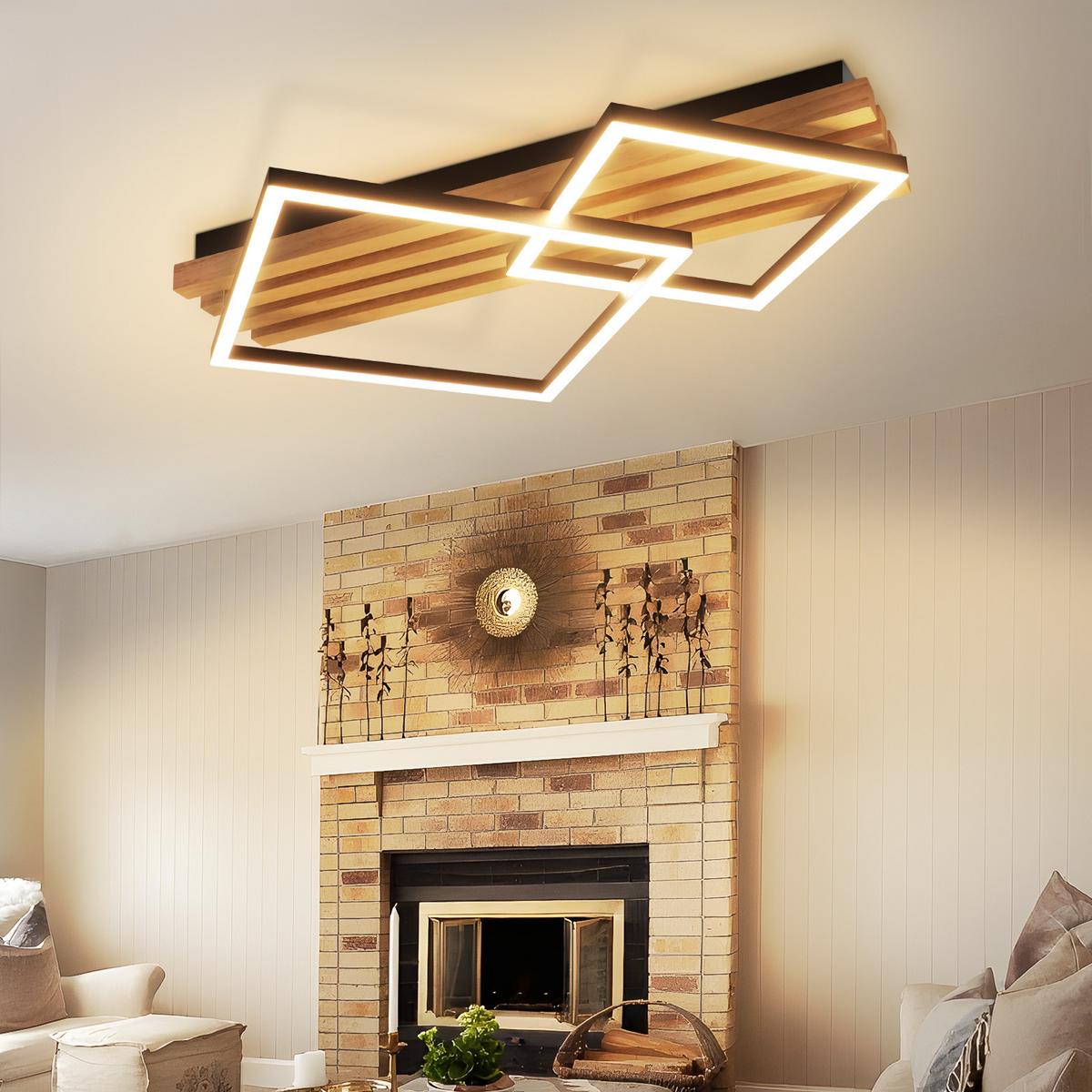 LED-DECKENLEUCHTE Wolfy 41.6/8.8/56.6 cm - Dunkelbraun, Metall (56.6/41.6/8.8cm) - ZMH