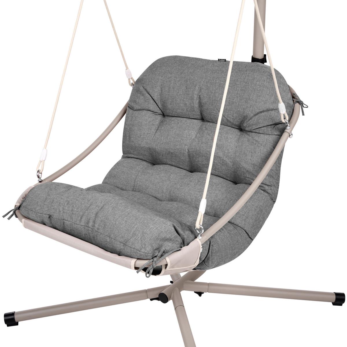 HÄNGESESSEL mit Gestell Metall Grau Alghero - Dunkelgrau/Beige, Textil (109/195/101cm) - Beliani
