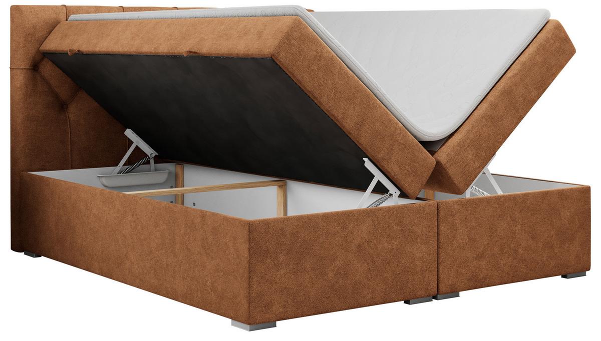 BOXBETT ALDA 160/200 Orange Struktur - H4 - Orange, Holz/Textil (160/200cm) - MKS