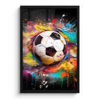 POSTER MIT RAHMEN Fußball - Farbe - Farben - Schwarz - Weiß Bilder mit Rahmen 40x60 cm - Weiß, Papier (40/60cm) - MuchoWow