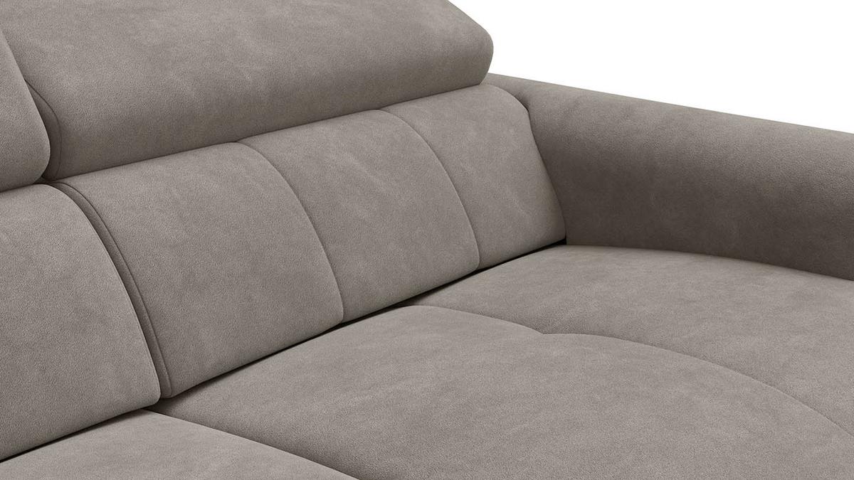 RELAXSOFA RODEN 3-Sitzer mit 2 Relax, beige, Veloursstoff - Beige, Holz/Textil (194/82/103cm) - Wozimo
