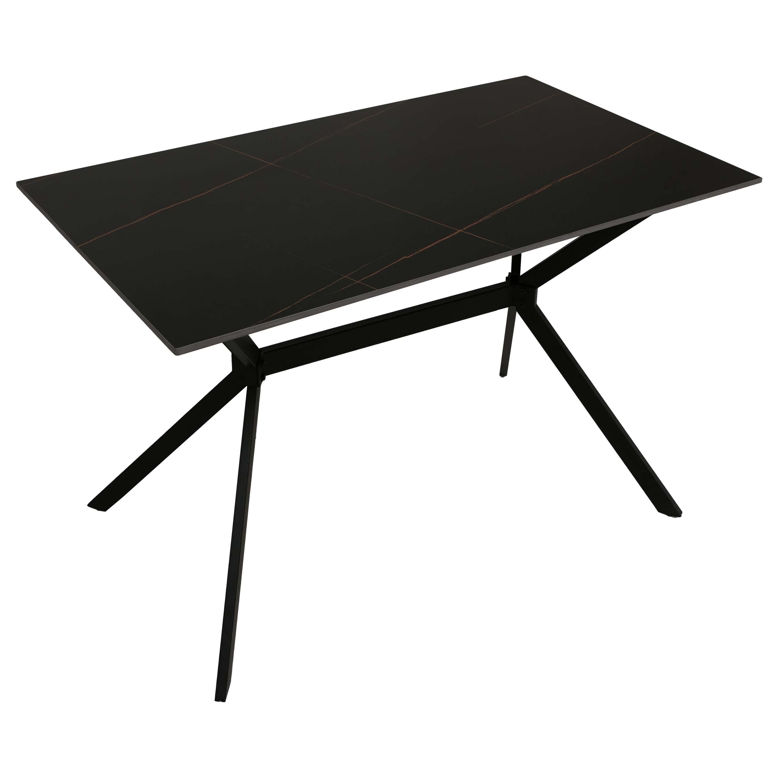 ESSZIMMERTISCH eckig Schwarz - Schwarz, Stein (70/120/76cm) - MCW