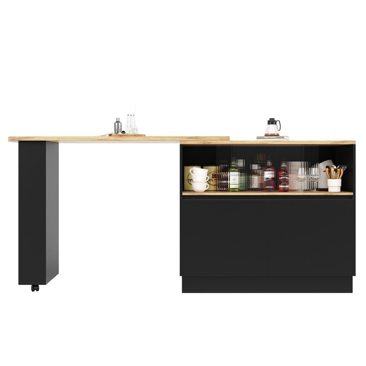 STEHTISCH mit Stauraum und Schiebetüren – Multifunktionaler Bartisch 120 cm - Schwarz, Holzwerkstoff/Metall (45/90/100cm) - Urban Meuble