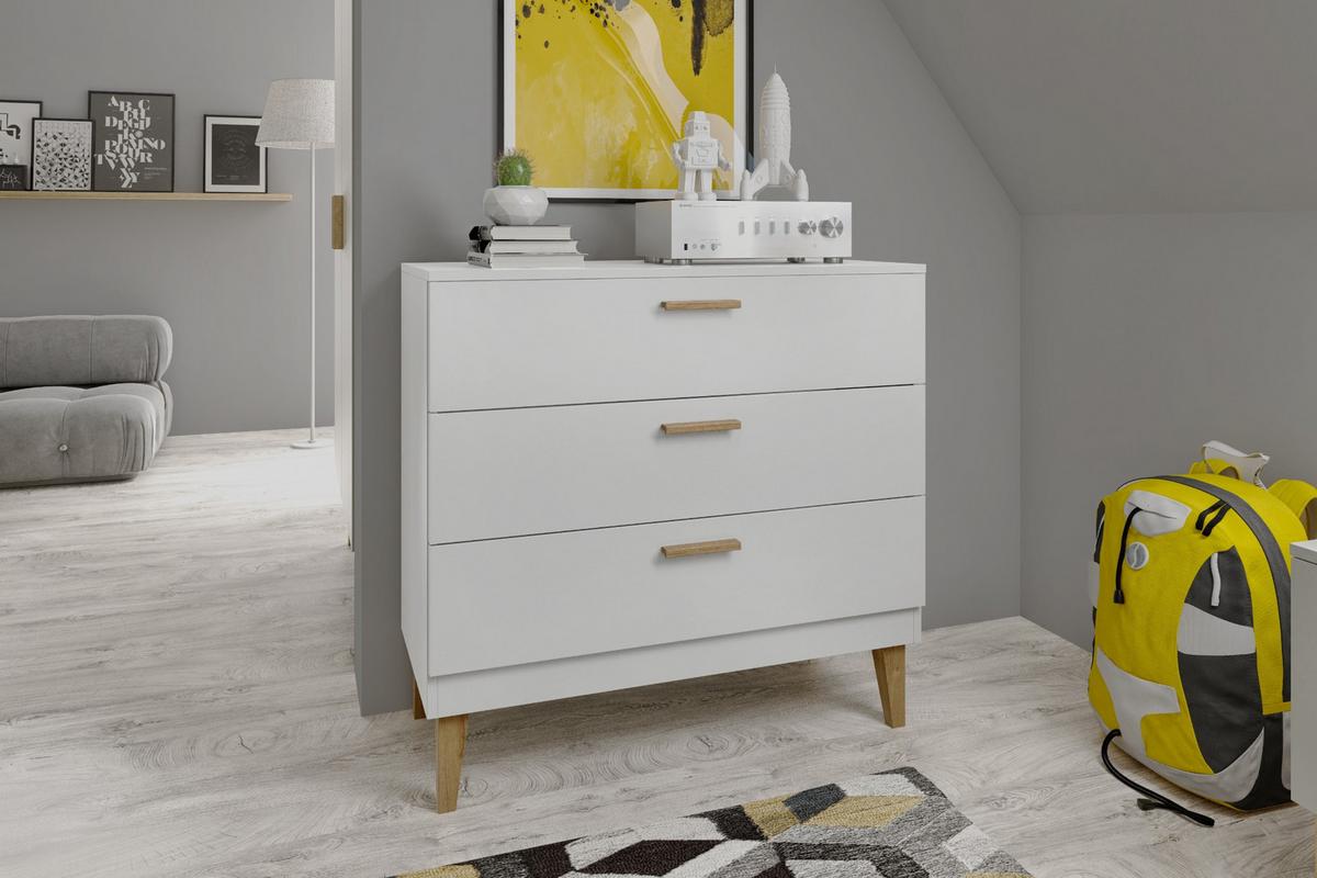 KOMMODE KUBI Weiß Weiß 100/90/47 - Weiß, Holzwerkstoff (100/90/47cm) - RAUMHIRSCH FURNITURE