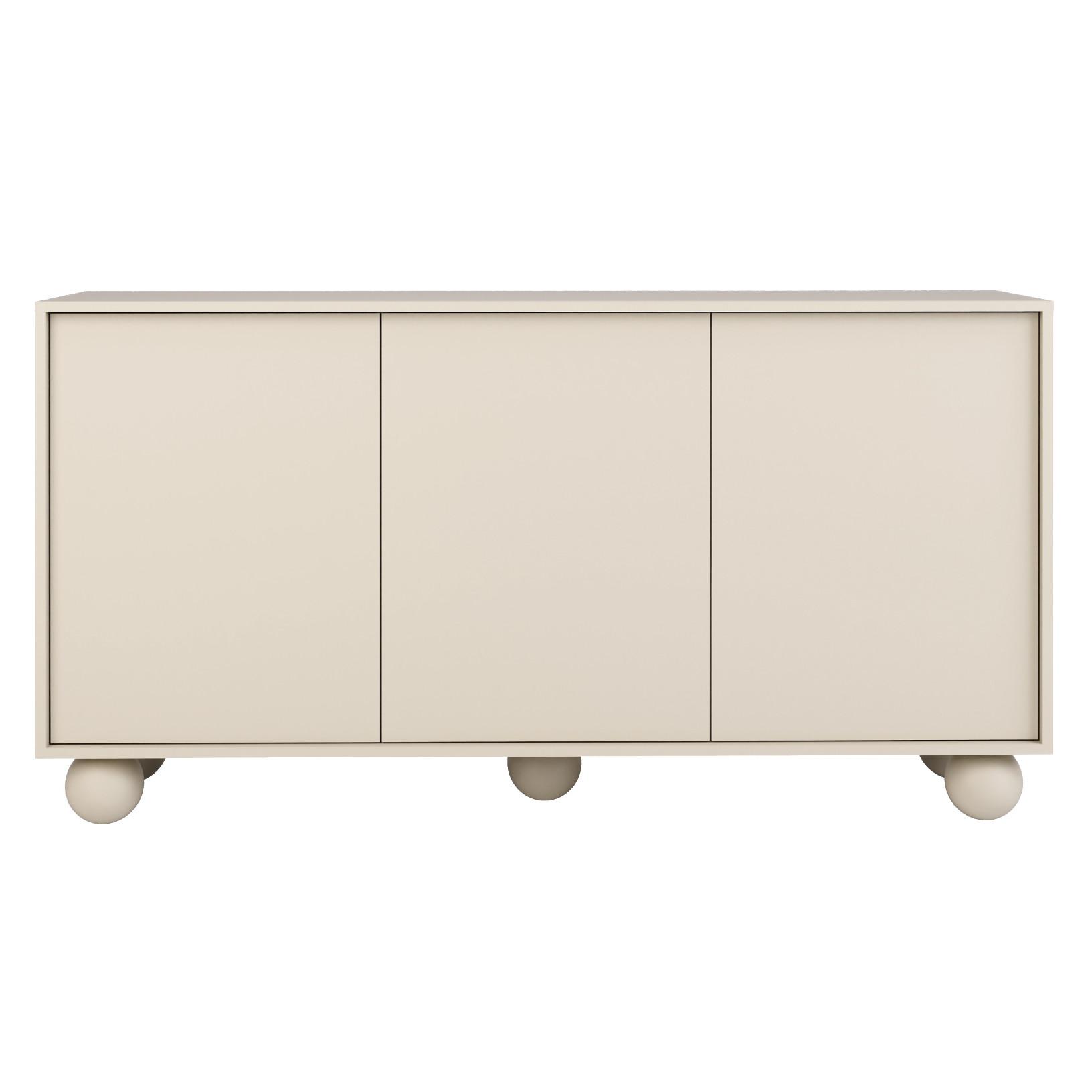 KOMMODE Adel mit 3 Türen und runden Füßen, 154 cm, Griffloss, Kaschmir - Kaschmir, Holzwerkstoff (154/81/38cm) - Beautysofa