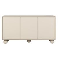 KOMMODE Adel mit 3 Türen und runden Füßen, 154 cm, Griffloss, Kaschmir - Kaschmir, Holzwerkstoff (154/81/38cm) - Beautysofa