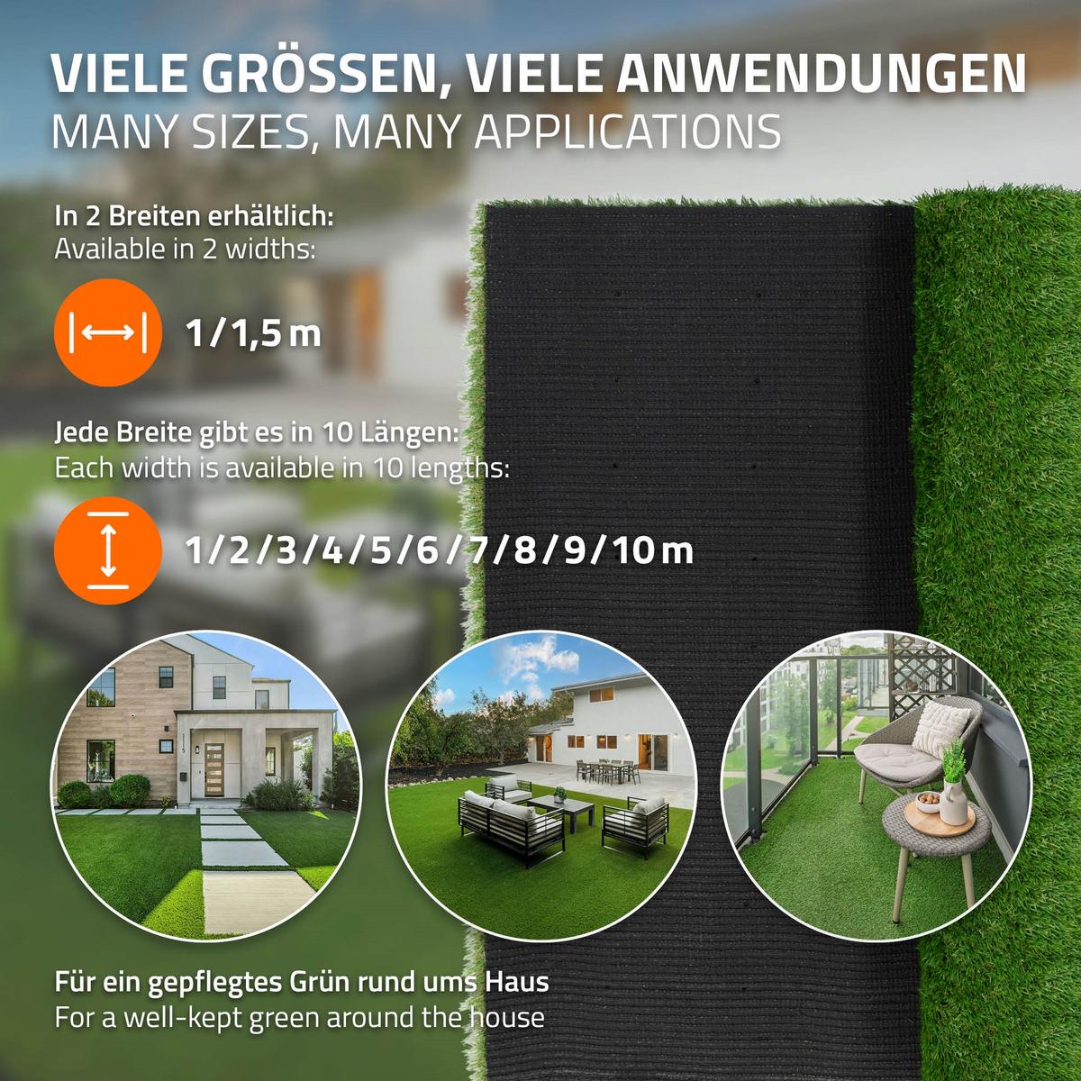 KUNSTRASEN-ROLLE 150x500 cm 7,5m² Grün H:18mm aus Kunststoff - Grün, Kunststoff (150/500cm) - ECD-Germany