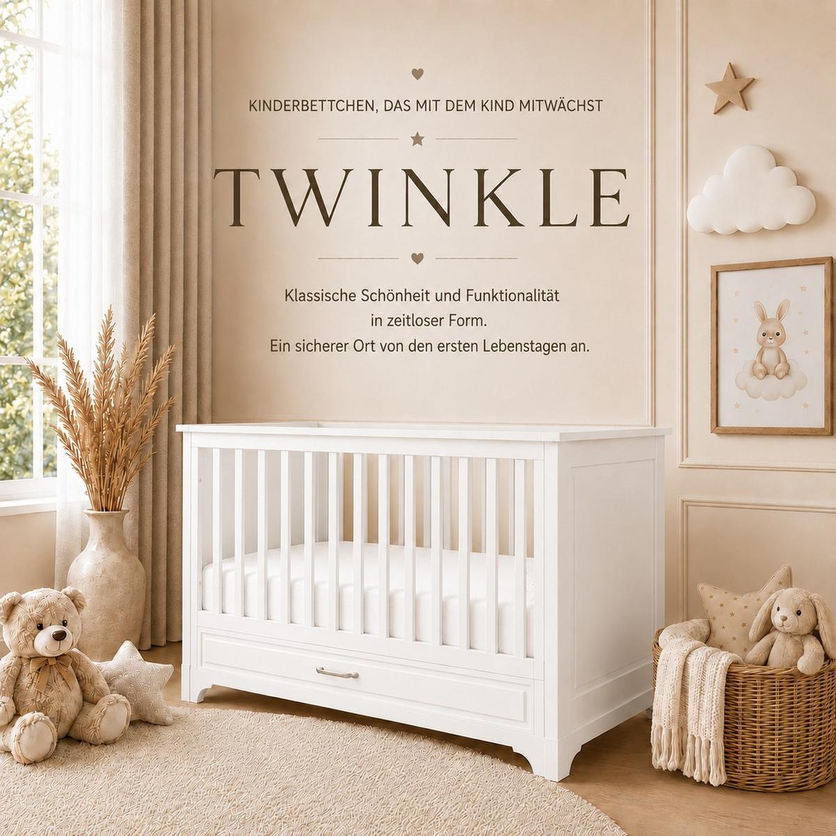 CHILDREN beds TWINKLE mit Schublade Weiß matt - Weiß, Holzwerkstoff (150/90/80cm) - Lookway