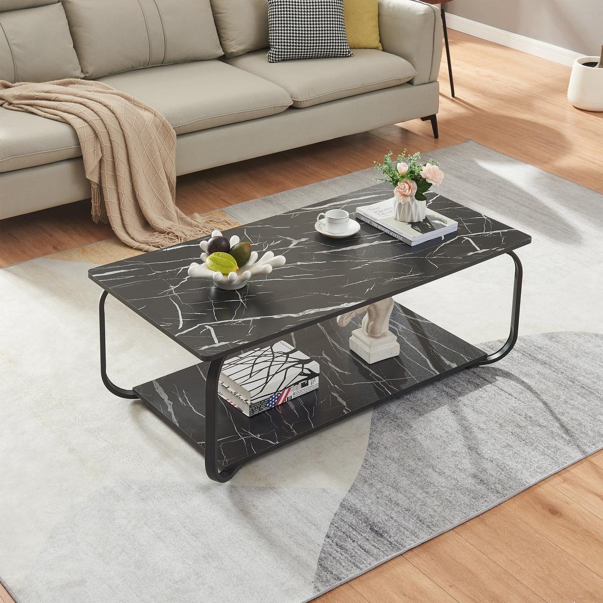 COUCHTISCH Kolta 120/60/43 cm - Schwarz, Holzwerkstoff/Metall (60/120/43cm) - [en.casa]