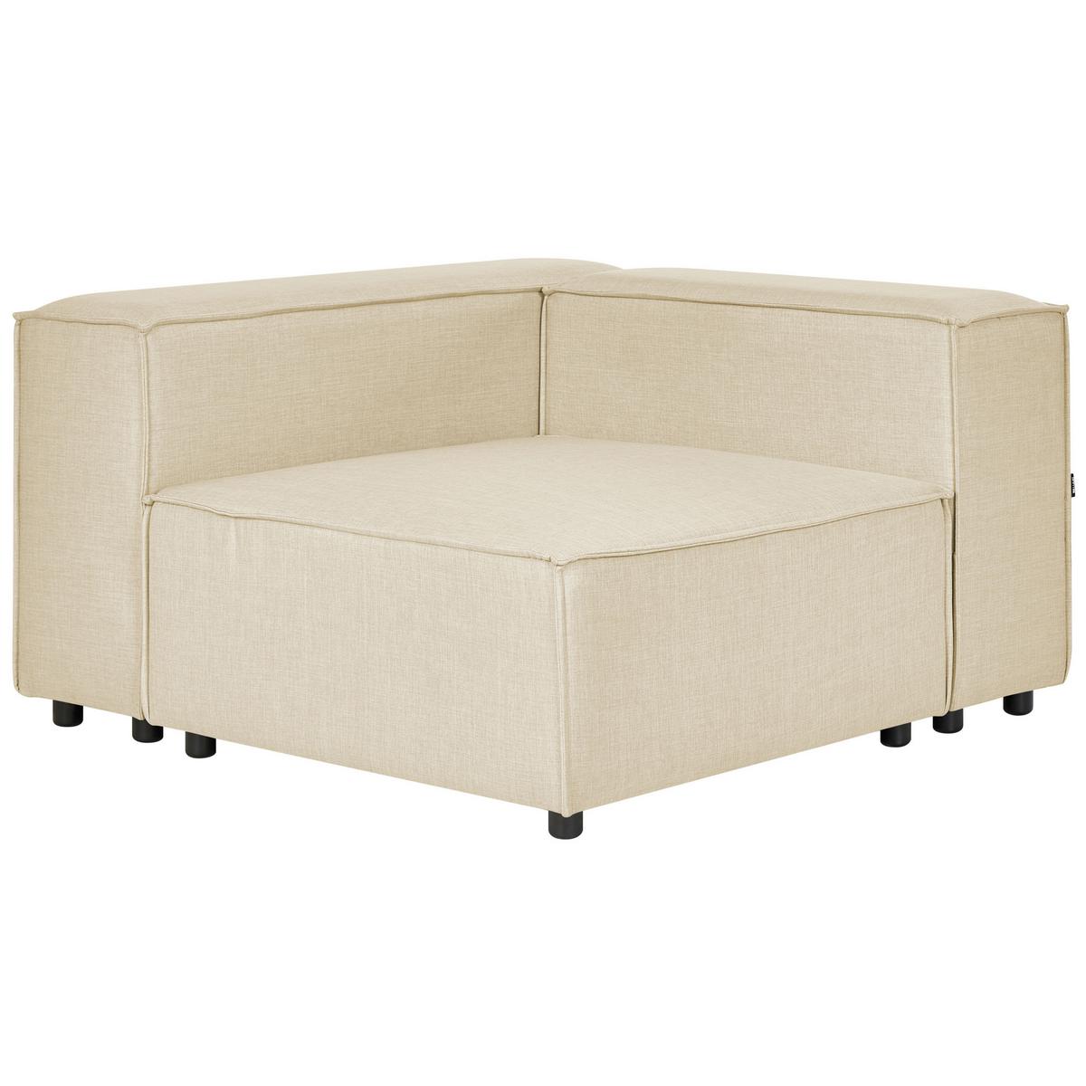 2-SITZER-ECKSOFA Leinen beige linksseitig mit Ottomane Aprica - Beige/Schwarz, Textil (238/180cm) - Beliani