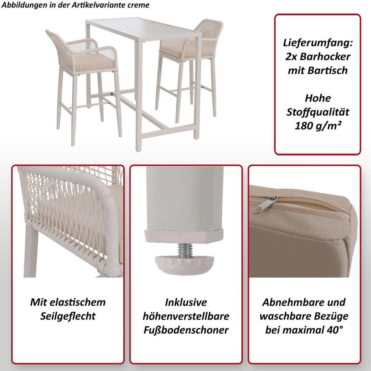 SET BARTISCH + BARHOCKER eckig Green 3er Set-Set - Grün, Metall (65/130/105cm) - MCW