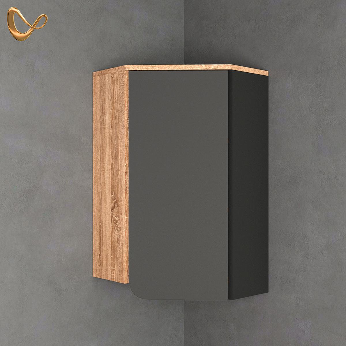 BADSCHRANK Marano Anthrazit 42.4 x 75 cm mit Tür und offenen Fächern - Anthrazit, Holzwerkstoff (42.4/75/42.4cm) - Livinity®