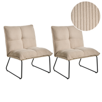 SESSEL 2er-Set Beige Bjasta - Beige/Schwarz, Textil (70/85/63cm) - Beliani