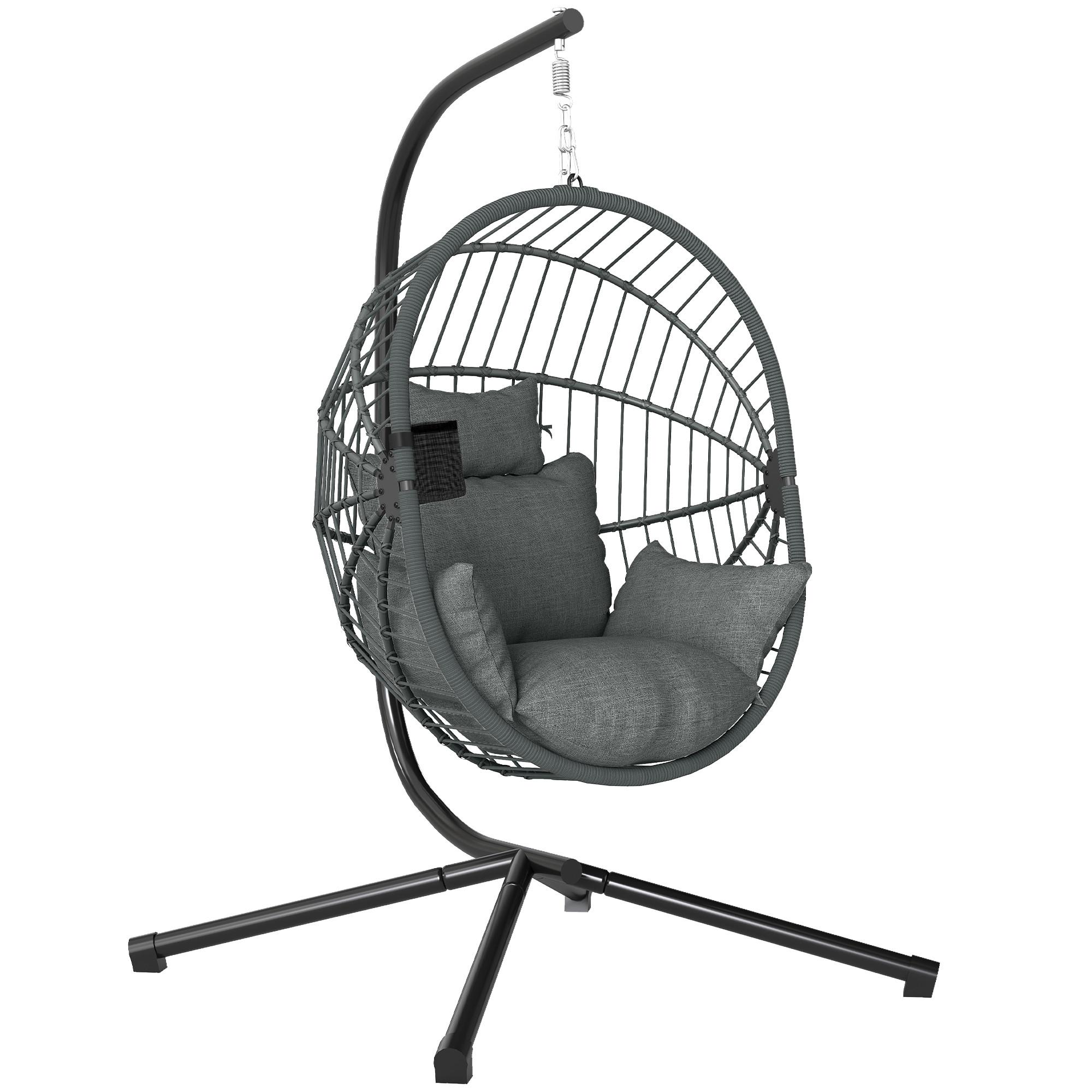 HÄNGESESSEL, Stahl, Polyester, Grau - Grau, Metall (106/188/120cm) - Outsunny