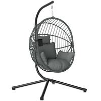 HÄNGESESSEL, Stahl, Polyester, Grau - Grau, Metall (106/188/120cm) - Outsunny