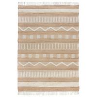 JUTETEPPICH handgewebt mit Fransen WHARFE, im Ethno-Stil, Natur-Weiß, 120 x 170 cm - Weiß, Textil (170/120cm) - KADIMA DESIGN