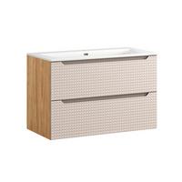 WASCHTISCH 91cm Mallory Beige und Holz - Braun, Holzwerkstoff (91/57/46cm) - Petits-meubles
