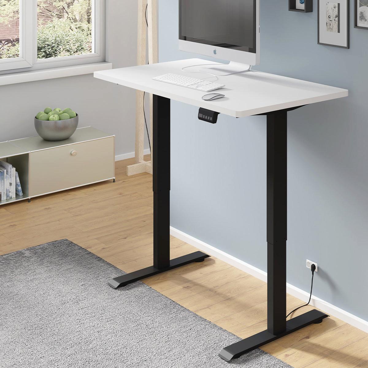 SCHREIBTISCH Ergo Mattweiß und Schwarz - Weiß, Holzwerkstoff (120/65/73cm) - Petits-meubles