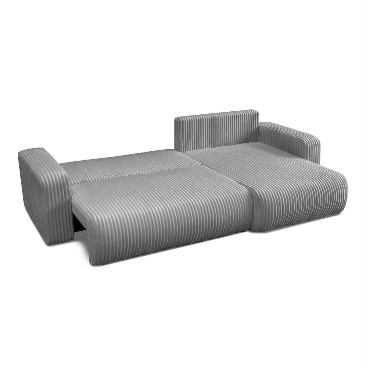ECKSOFA PRESTIGE SOFT mit Schlaffunktion und Bettkasten, Tilia 86 - Hellgrau, Textil (277/143cm) - Lookway