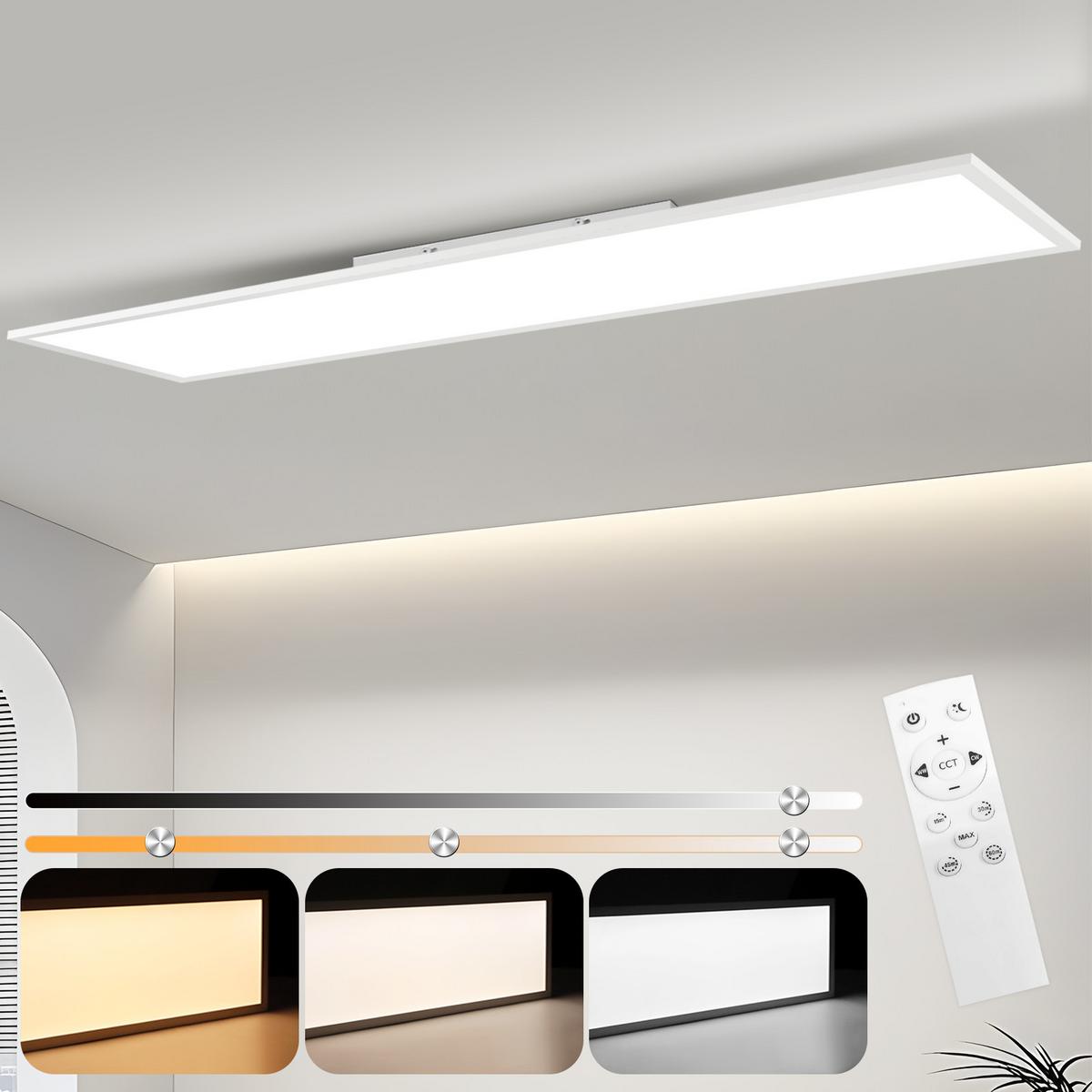 LED-DECKENLEUCHTE Landshut 120/30/4.5 cm - Weiß, Metall (120/30/4.5cm) - Nettlife