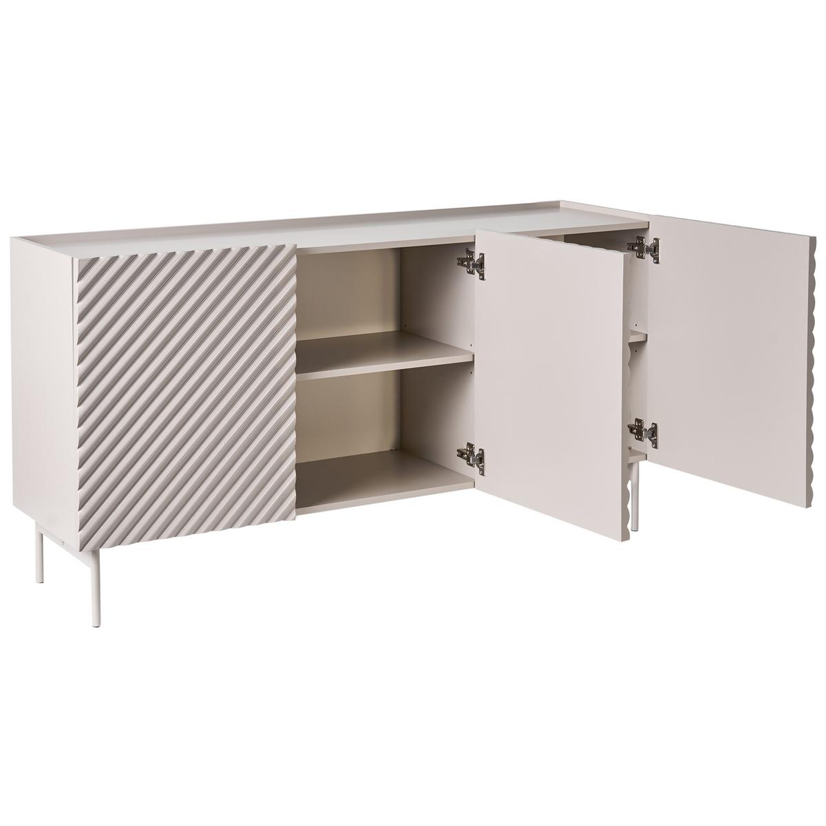SIDEBOARD mit 3 Türen Hellbeige Yaraka - Beige, Holzwerkstoff (150/77/40cm) - Beliani