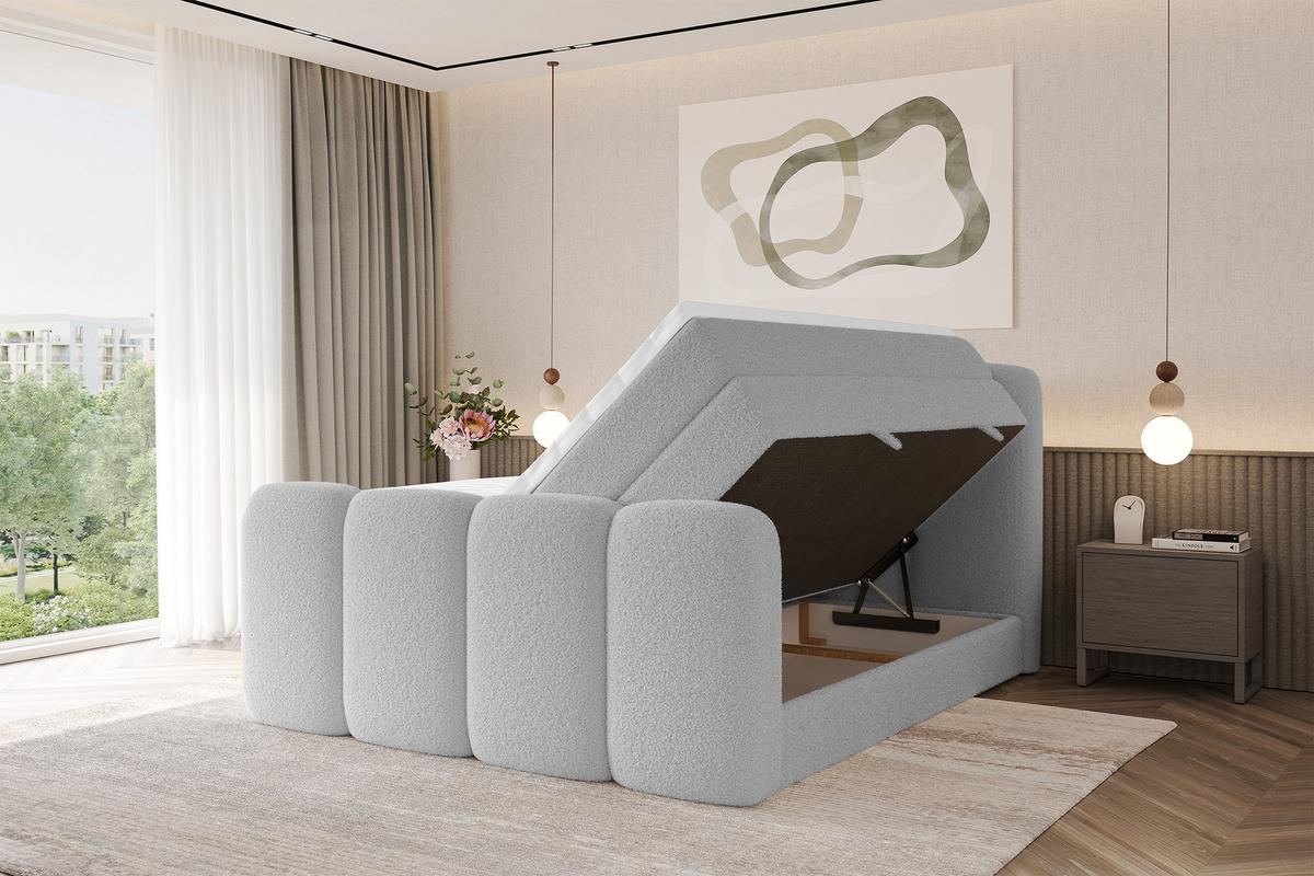 BOXSPRINGBETT mit Matratze H3/H4 - NINA-Z KING - 160x200 cm Hellgrau - Hellgrau, Holzwerkstoff (160/200cm) - ALTDECOR